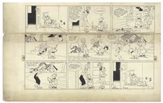 Chic Young Hand-Drawn Blondie Sunday Comic Strip From 1936 -- Baby Dumpling Is Too Small to Defend Himself Against a Misunderstanding